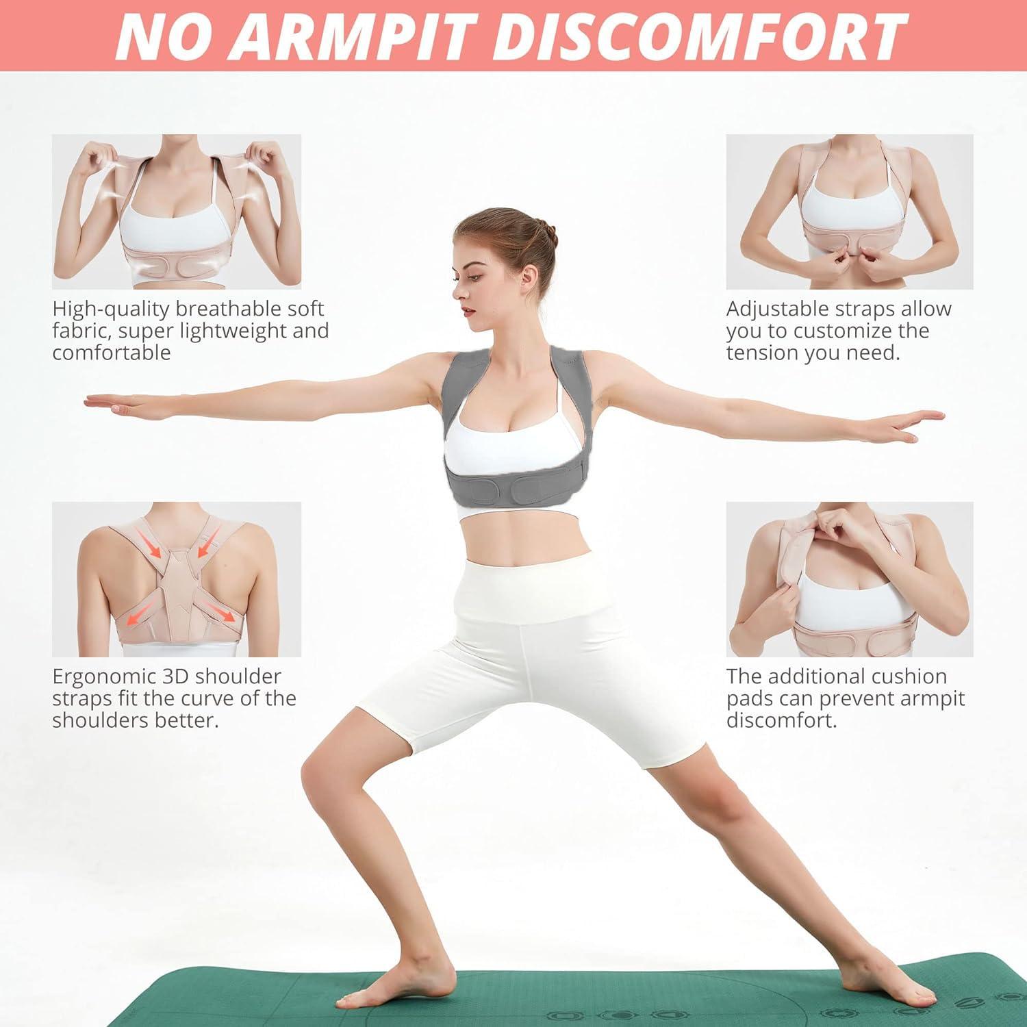 Kenzlife Posture Corrector for Men and Women - Adjustable Back Support Belt for Back Pain Relief | Spine and Shoulder Support, Posture Correction Belt for Improved Alignment | Back Straight Belt, Pain Relief for Neck and Back (Gray)