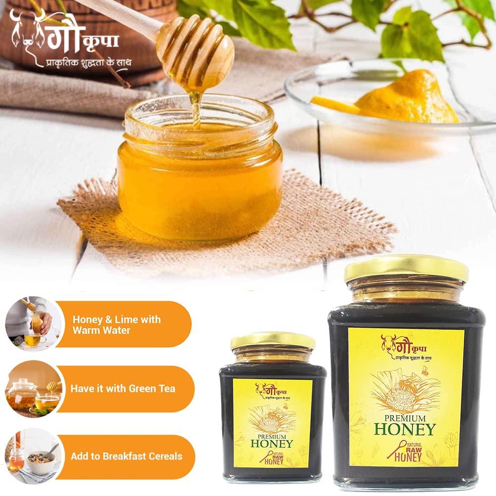GauKrupa GauKrupa Forest Honey Shahad | Natural and Original Honey | 100% Pure Raw and Unprocessed Honey Sahad Good for Skin & Health, No Added Artificial Flavor & Sugars or Colours | Bottle (500 Gram)