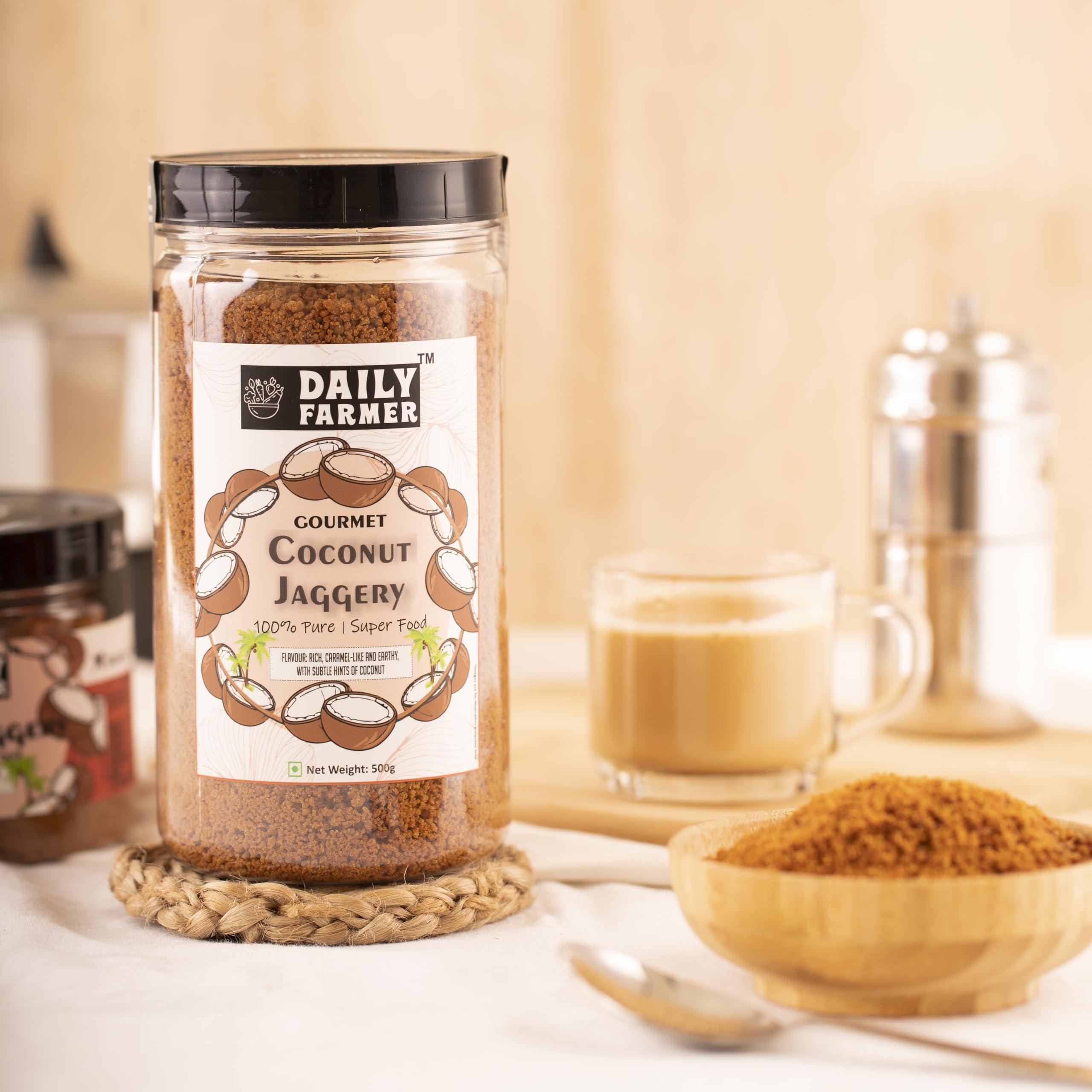 DAILY FARMER Daily Farmer Coconut Jaggery Sugar Powder [ Low GI | Nutrient Rich | Natural Sweetener | Gourmet ] 500g