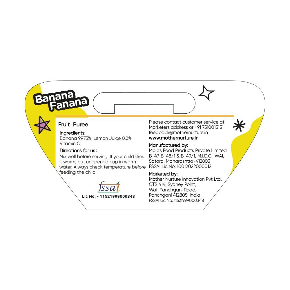 Mother Nurture Banana Fanana 100g - Pure Banana Puree - Stage 1 Baby Food (Pack of 4) | Mother Nurture