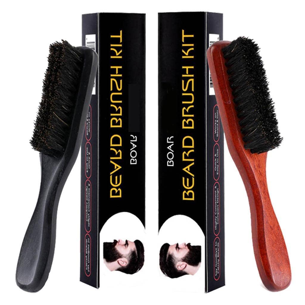 ELBME ELBME Long Handle Beard Brush Comb Soft Bristles Beard Grooming Brush Travel Black