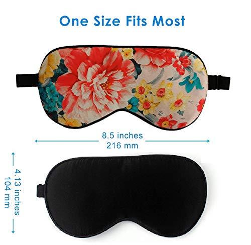 Rayhee Silk Sleep Mask & Blindfold, Soft Eye Mask with Adjustable Head Strap, Deep Rest Eye Masks for Sleeping Night Eyeshade, Eye Cover for Travel, Shift Work & Meditation(Pink Peony)