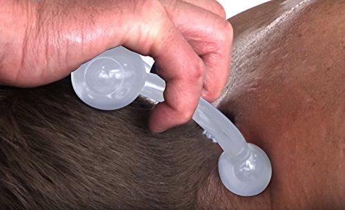 Tom David Lewis Hand Held Back Massager, 4-Point Quad Acupressure Design - Clear.