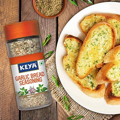 KEYA Keya Combo of Piri Piri Exotic Spices Mix 80gm, Garlic Bread Seasoning 50gm, Pack 2