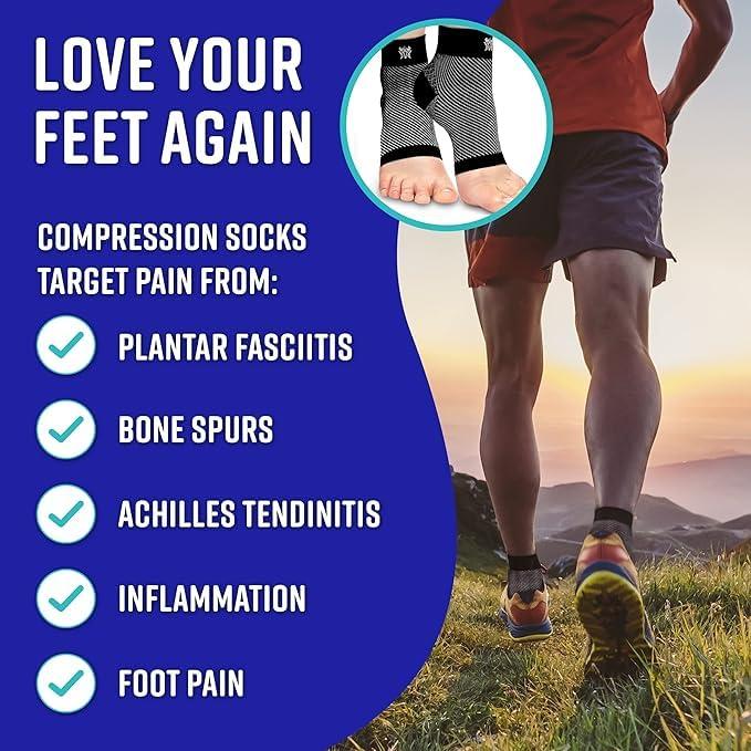 Bitly Bitly Bitly Plantar Fasciitis Compression sleeves - Better than Night Splint Socks, Shoe, Insoles, Inserts & Orthotics for Foot, Ankle Pain Relief for men, women, nurses, maternity, pregnancy, running & heel spur