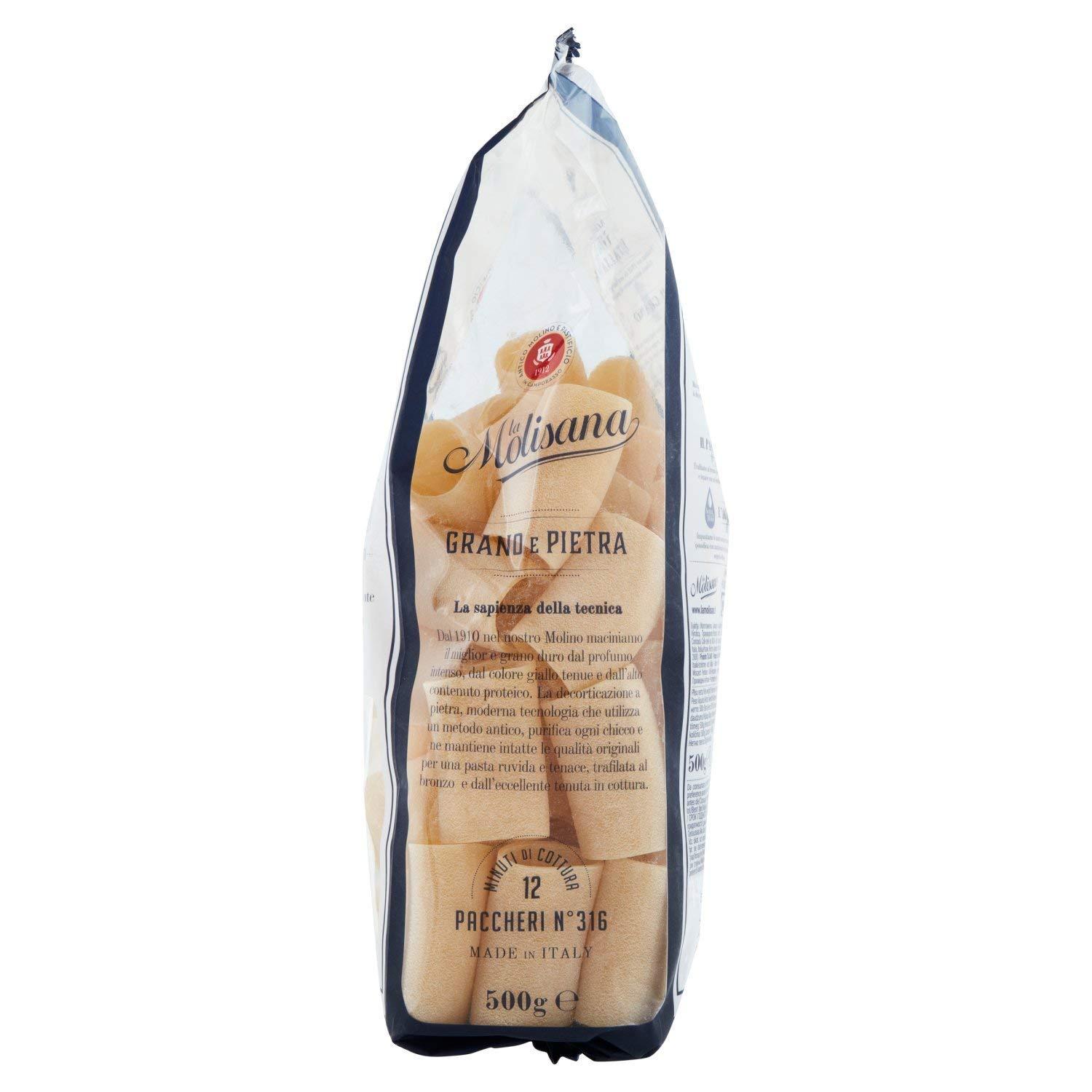 La Molisana La Molisana Paccheri N°316, Durum Wheat Semolina Pasta, 500 g, Cream, (35113)