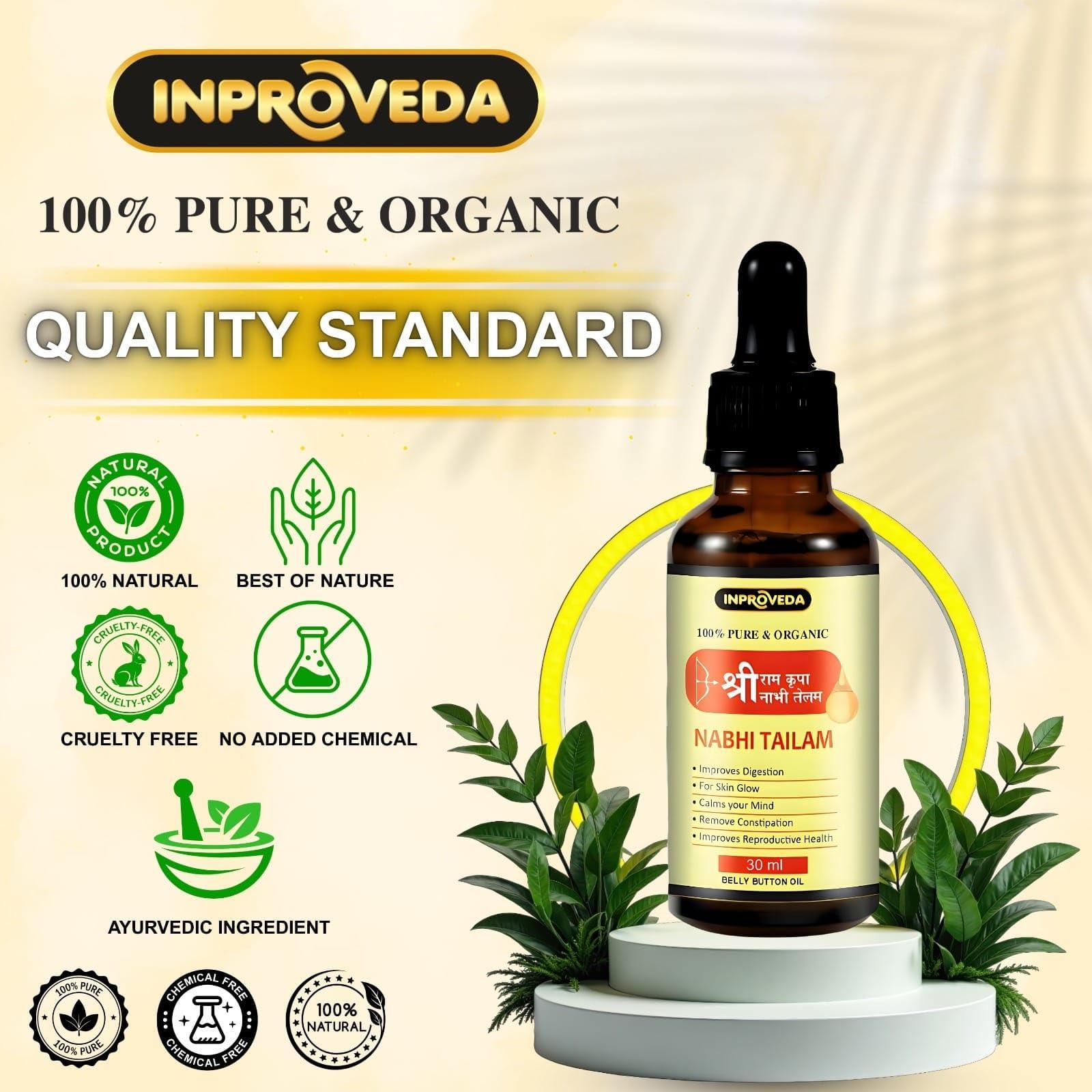 INPROVEDA Inproveda Sri Ram Kripa Nabhi Tailam 30ml |   2 x 30ml | Ayurvedic Nabhi Oil | Belly Button oil | Combo Pack of 02 = 60ml
