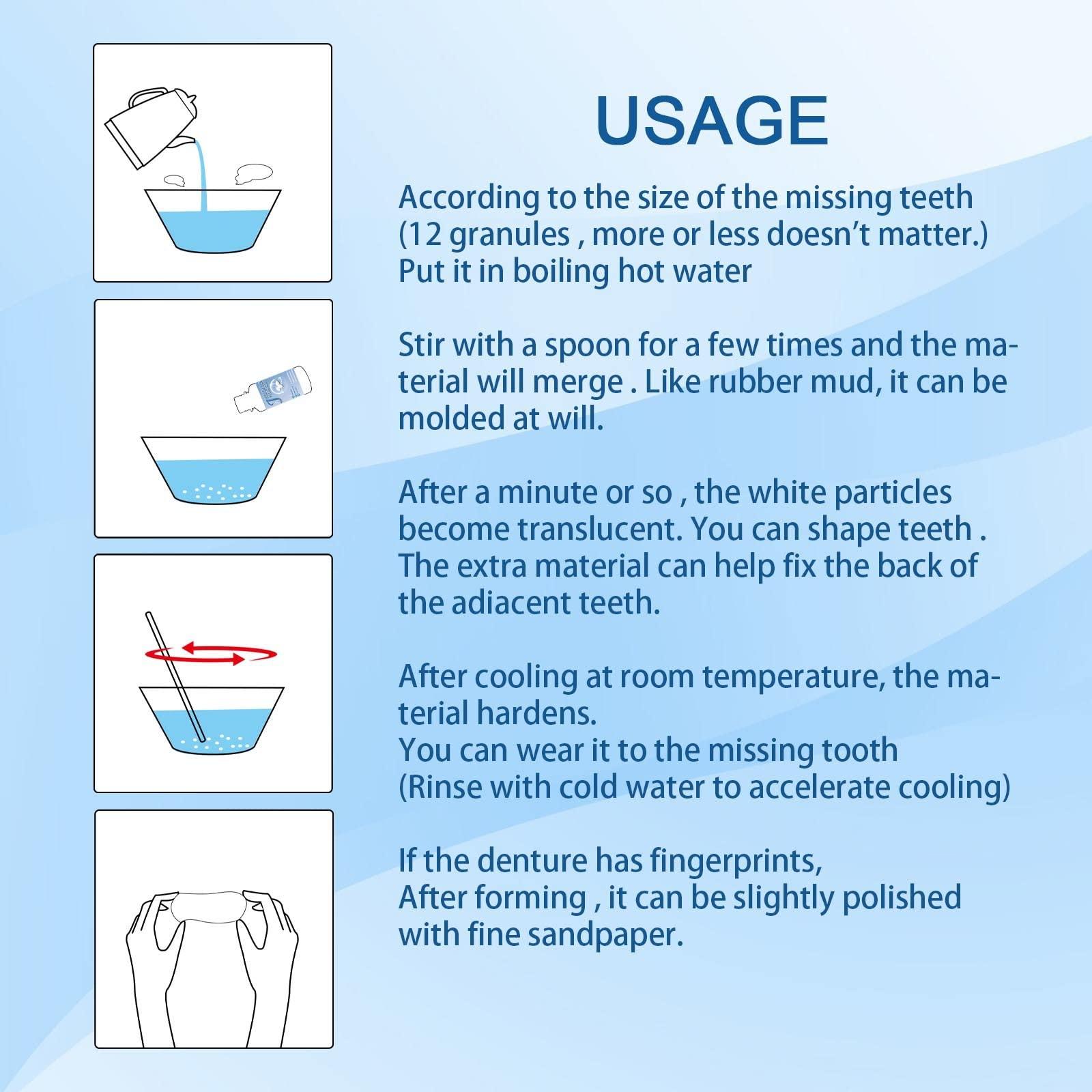 SHxxyljh Temporary Tooth Repair Kits,Dental Repair Denture Repair Beads,Tweezers,Dental Pick,Dental Tools for Temporary Fixing Filling Missing Broken Tooth Moldable Fake Teeth