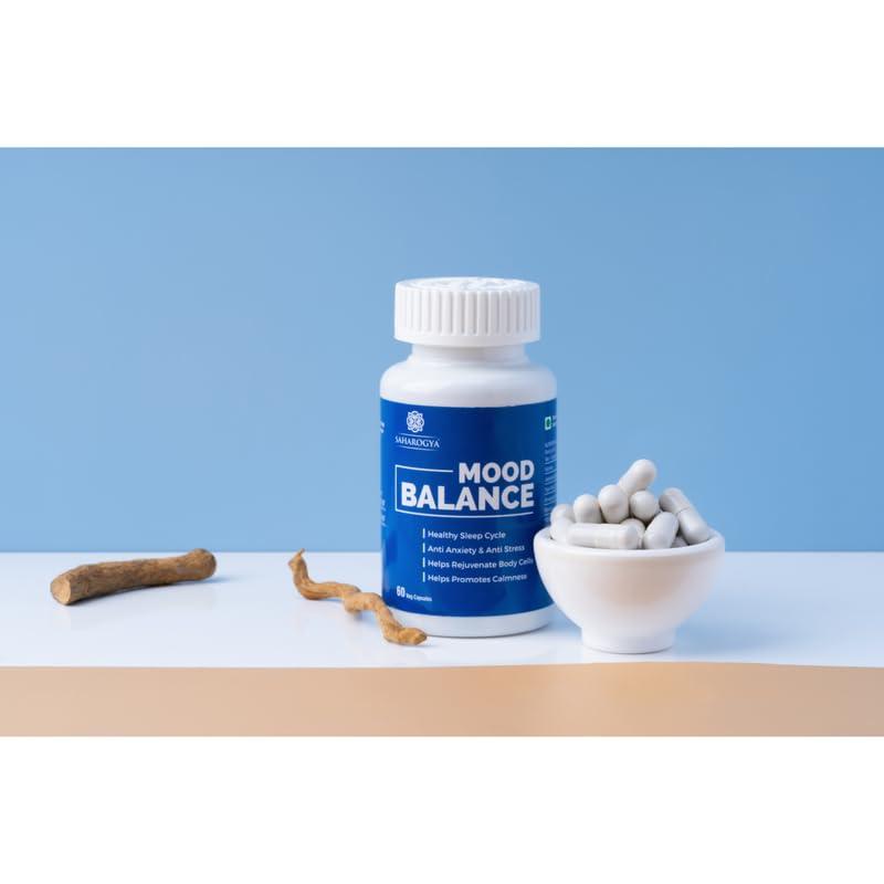 SAHAROGYA Saharogya Mood Balance Tablets With Jatamansi Extract, Tagar Extract, Ashwagandha Extract & Melatonin (60 Tablets)