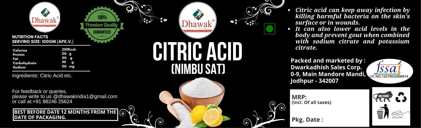 DHAWAK DHAWAK Citric Acid|Nimbu Sat - 400 Gms. Nimbu Sat|Lemon Salt|Jar Pack|- Powder