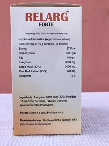 Renova Renova Relarge Forte L-Arginine Granuels Sachets Safed Musli & Pined Bark Extract (Orange Flavor) - Serving Sachet - 10 gms
