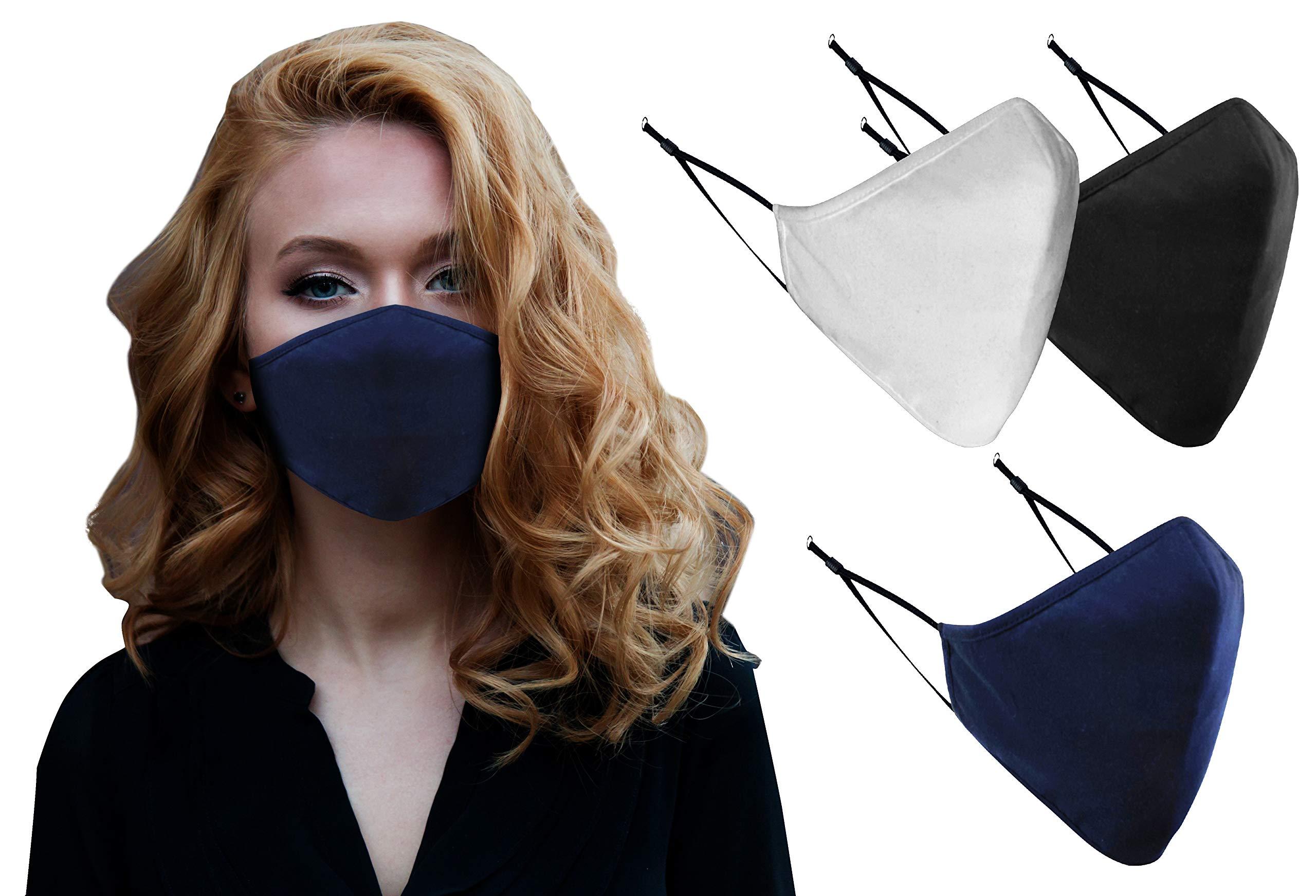 Leather Centric Reusable Cloth Face Mask - Protective Fabric Face Cover, Washable and Breathable Mouth Mask (Pack of 3, Assorted Colors)