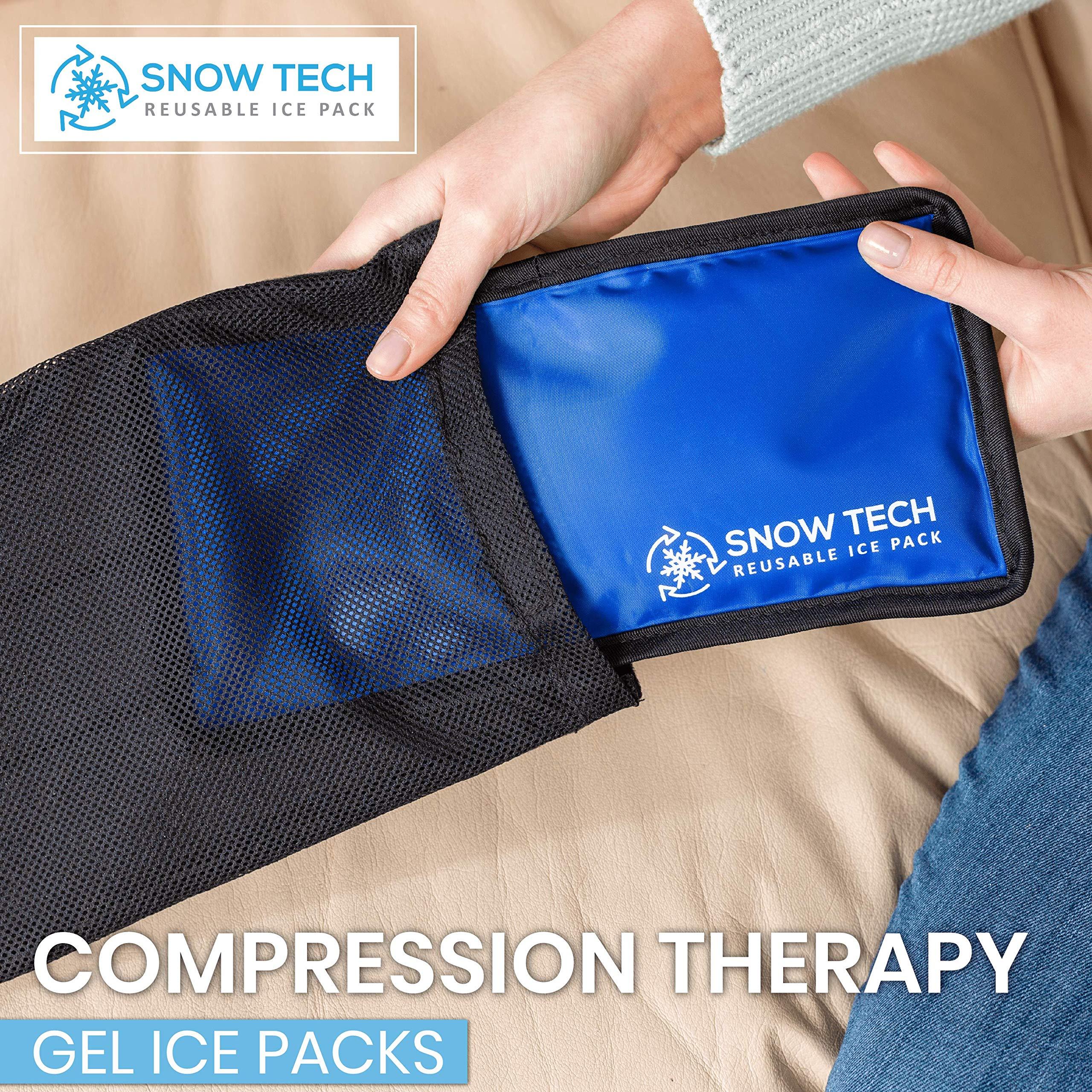 SnowTech Snow Tech Ice Pack, Ice Packs for Injuries Reusable Gel (2 Pack Medium: 10.5\" x 5.5\") Flexible Hot/Cold Pack Compress Therapy for Injury/Pain Relief for Body (Elbow, Knee, Back, Arm, Neck, Abdominal)