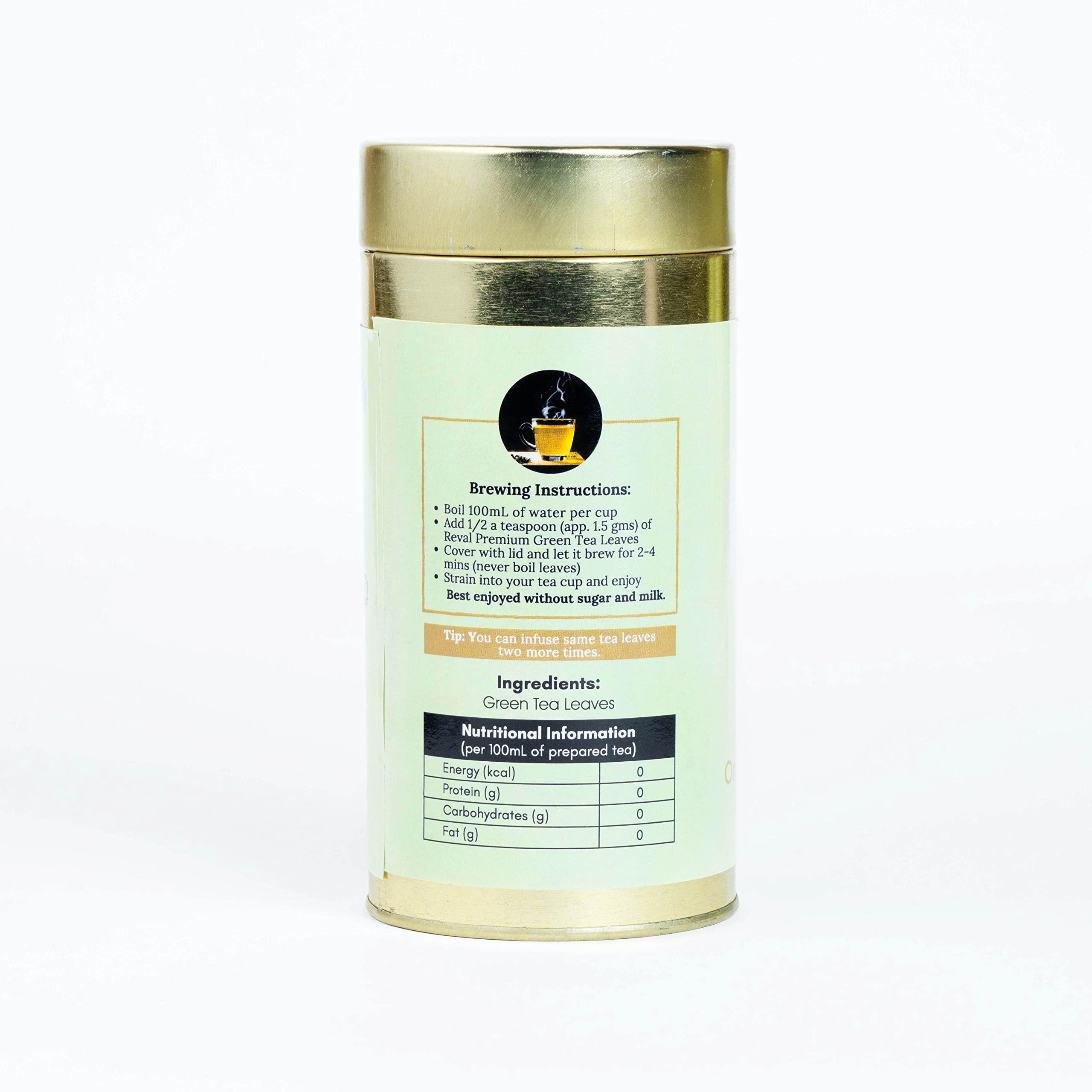 Reval Reval Long Leaf Organic Green Tea | Immunity Boosting | Detoxifier | Belly Fat Reducer | Aromatic and Delicious | 75gm