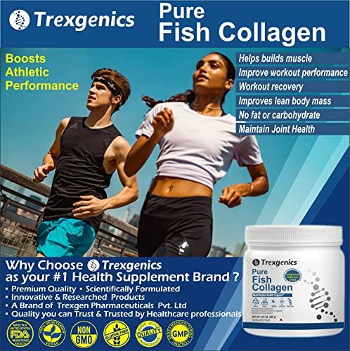 Trexgenics Trexgenics PURE FISH COLLAGEN Unflavoured, Mercury Tested, Almost Odorless & Tasteless Skin, Hair, Nails, Joint & Bone Support (250 gram) (Pack of 1)
