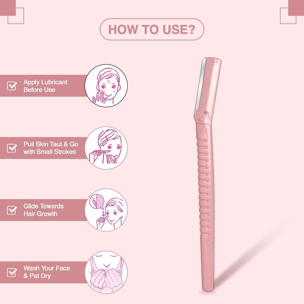 KAI Kai Face & Eyebrow Razor(japanese technology) For Women | Painless Hair Removal | For Eyebrows, Upper Lip, Chin, Peach Fuzz, Forehead, Pack of 3