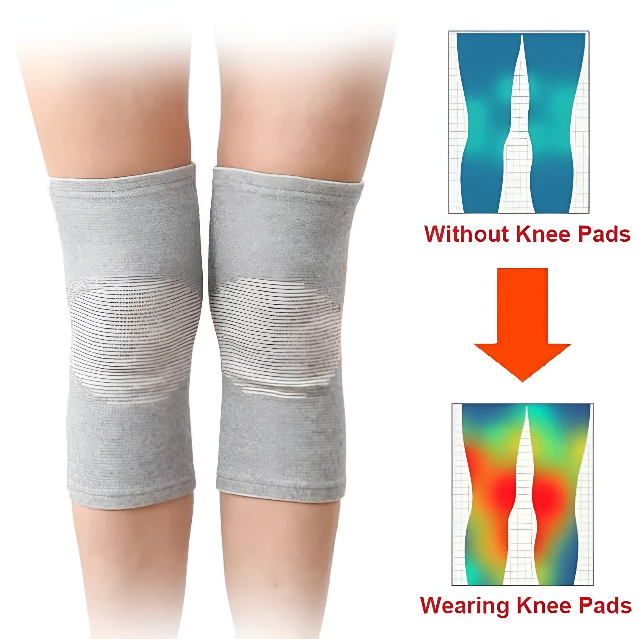 Generic Esenki Orthopedic Pain Relief Bamboo Yarn Knee Support Cap Brace/Sleeves Pair For Sports, Pain Relief, Exercise,Cycling,Knee Cap Guard Brace Knee Support For Men & Women-Medium (Pack Of 1 Pair, Grey)