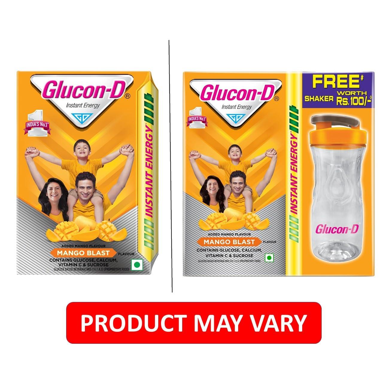 Glucon-D Glucon-D Mango Blast Glucose Powder (450g, Refill)| For Tasty & Healthy Mango Flavoured Glucose Drink| Provides Instant Energy| Vitamin C Supports Immunity| Contains Calcium for Bone Health