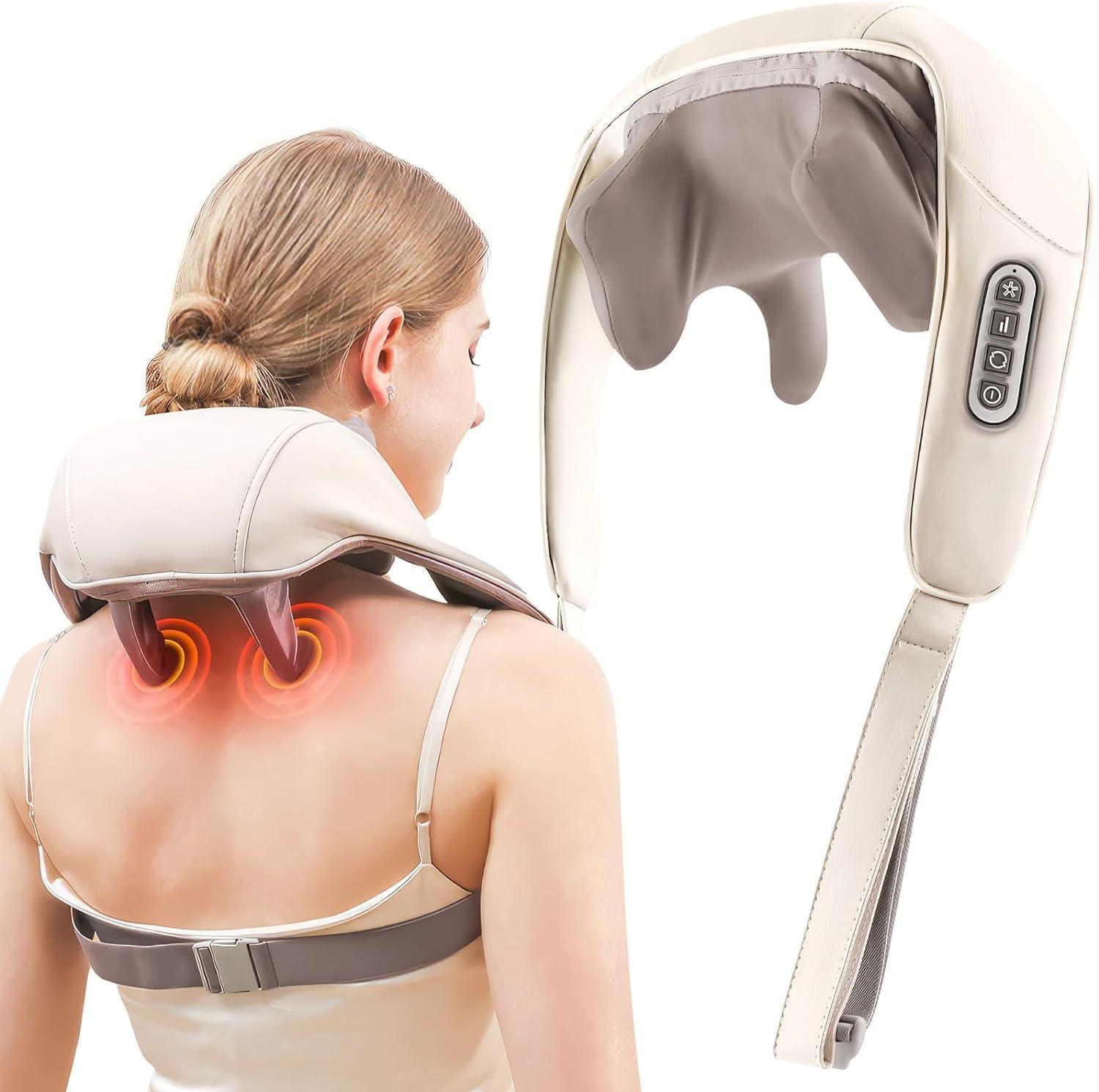 Ultomiris Ultomiris Wearable Neck Shoulder Massager Deep Tissue Shiatsu Back Massagers with Heat for Pain Relief Electric Human-Hand Kneading Squeeze Muscles Massage Pillow Full Body Use