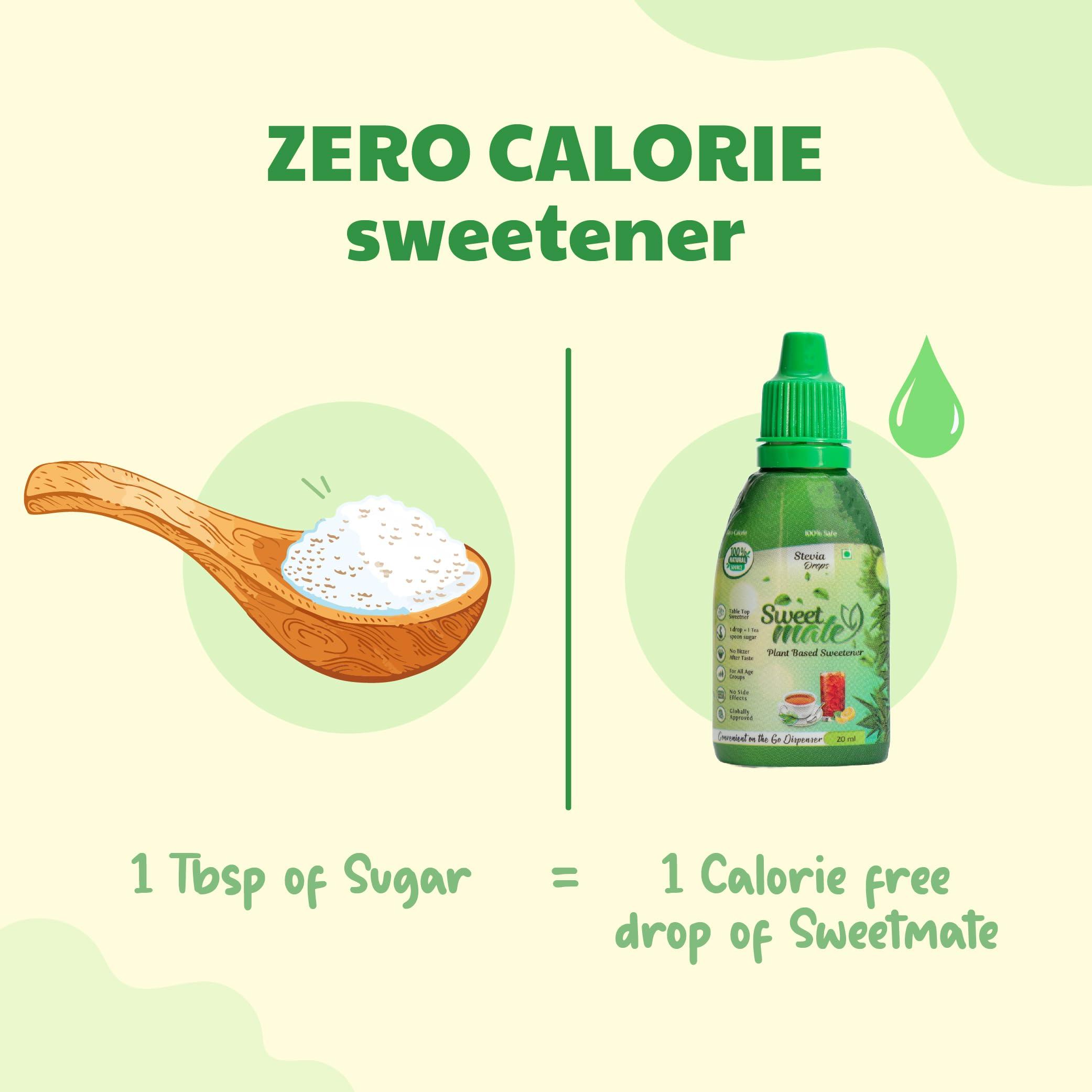 Sweetmate Sweetmate Pure Stevia Drops (20ml x pack 10) 400 Drop/Pack - Zero Calorie, Diabetic Friendly, Sugar Free - Plant Based Natural Stevia Sweetener Liquid - Sugar Substitute