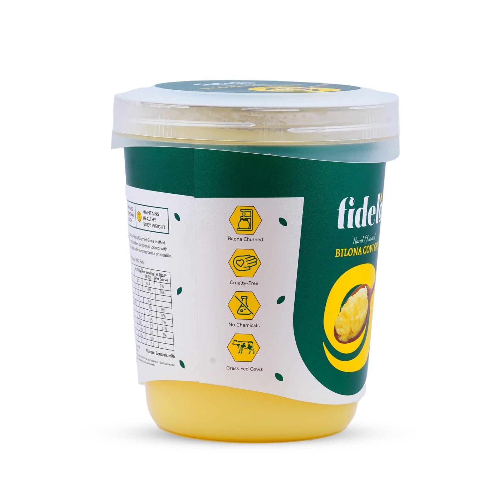 Fidelo Fidelo Bilona cow ghee| 1 litre| 100% pure & natural|chemical free | direct manufacturer | vedic bilona method|curd churned|small batch|sustainable packaging|