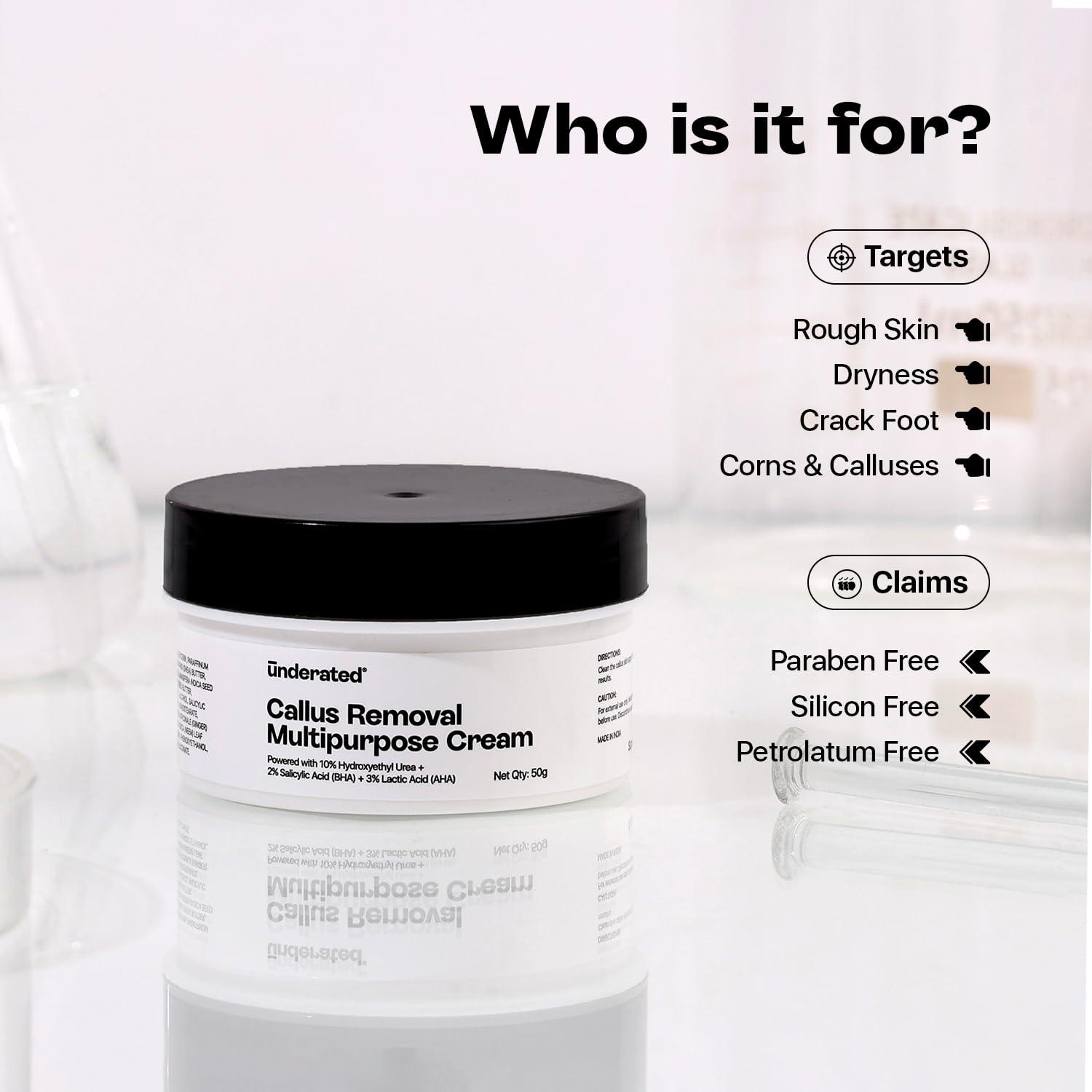 UNDERATED Underated Callus Removal Multipurpose Foot Cream For Rough Skin, Dryness, Crack Foot, Corns & Calluses