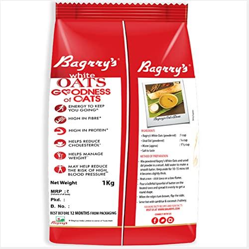 Bagrry's Bagrry's White Oats, 1000g & 200g Combo Pack | Natural Whole Grain | High Soluble Fibre | Protein Goodness | Helps Manage Weight & Reducing Cholesterol | Breakfast Cereal | Plain Oats Pouch