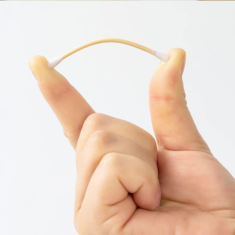 Calitate24 200 Sticks Ear Cleaning Buds, Wooden Cotton Swabs Bamboo Stick Ear Buds for Ear Wax Cleaning Double Tip Ear Cleaner - 100% Pure Cotton Baby Care Swabs