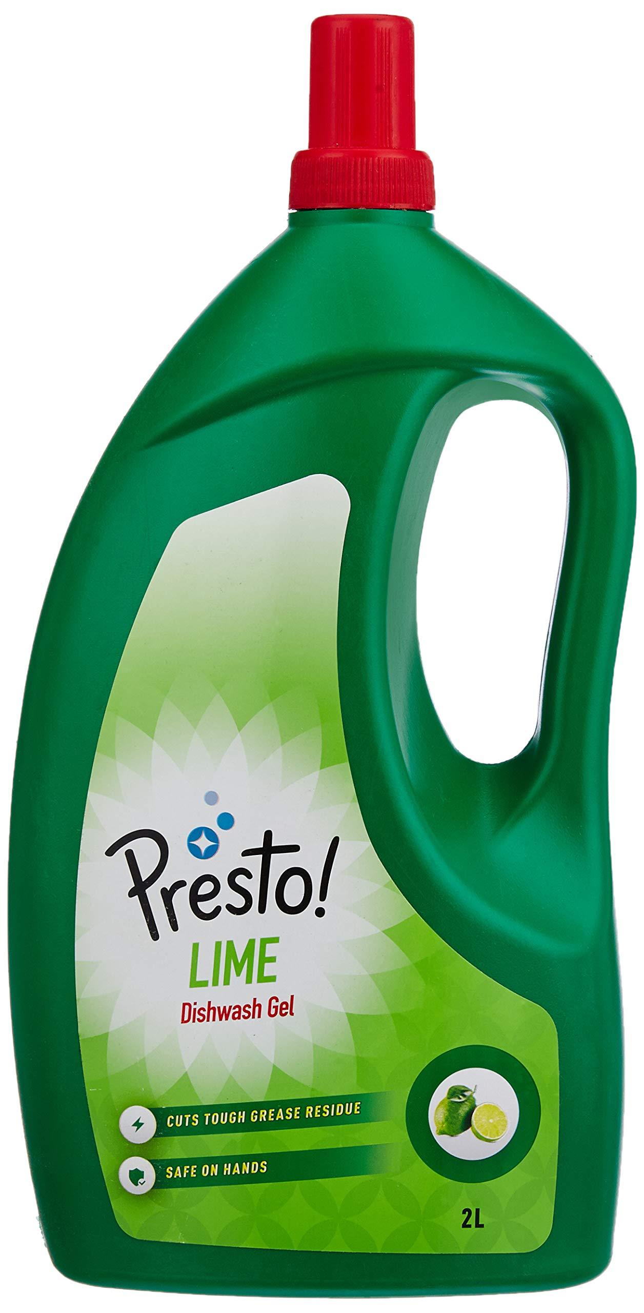 Presto! Amazon Brand - Presto! Matic Front Load Detergent Liquid - 2 L & Amazon Brand - Presto! Dish Wash Gel - 2 Litre (Lime)