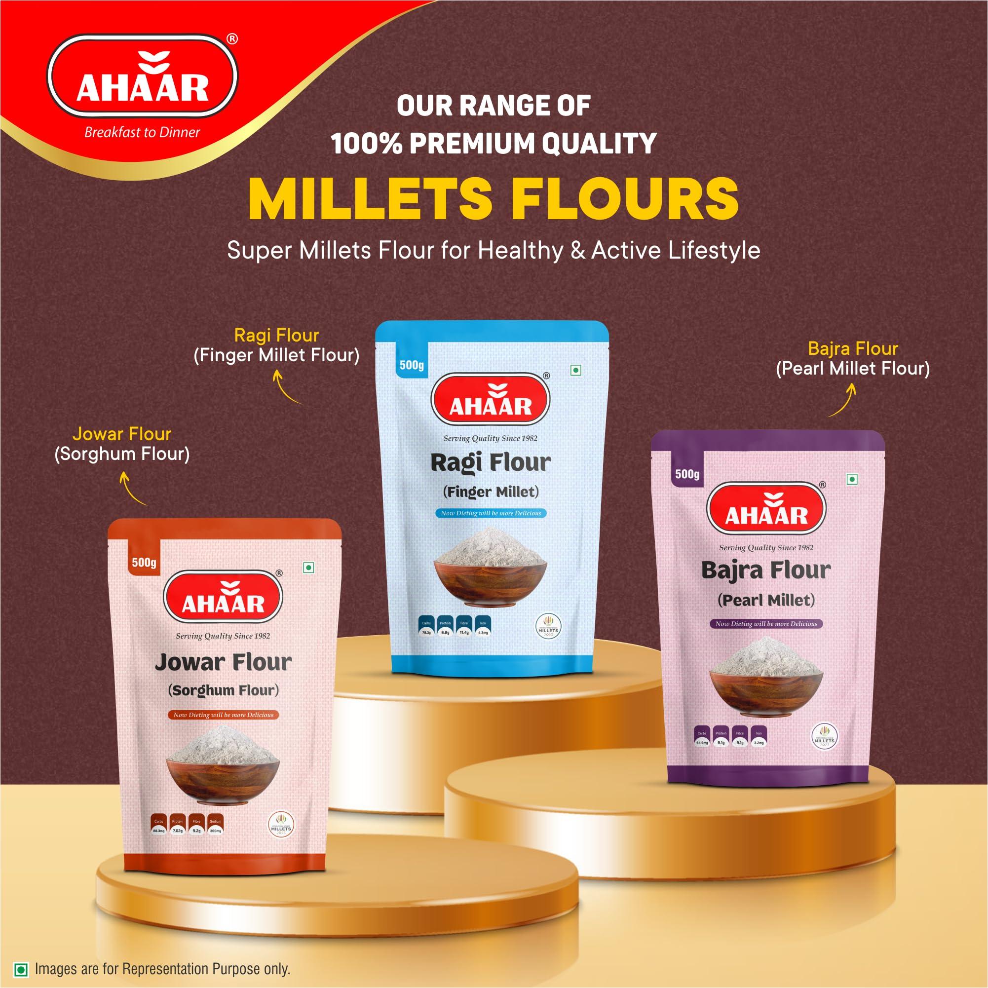 AHAAR Ahaar Ragi Flour 500g (Finger Millet) Gluten Free Flour/Atta| Rich in Magnesium, Iron, Calcium and Fiber