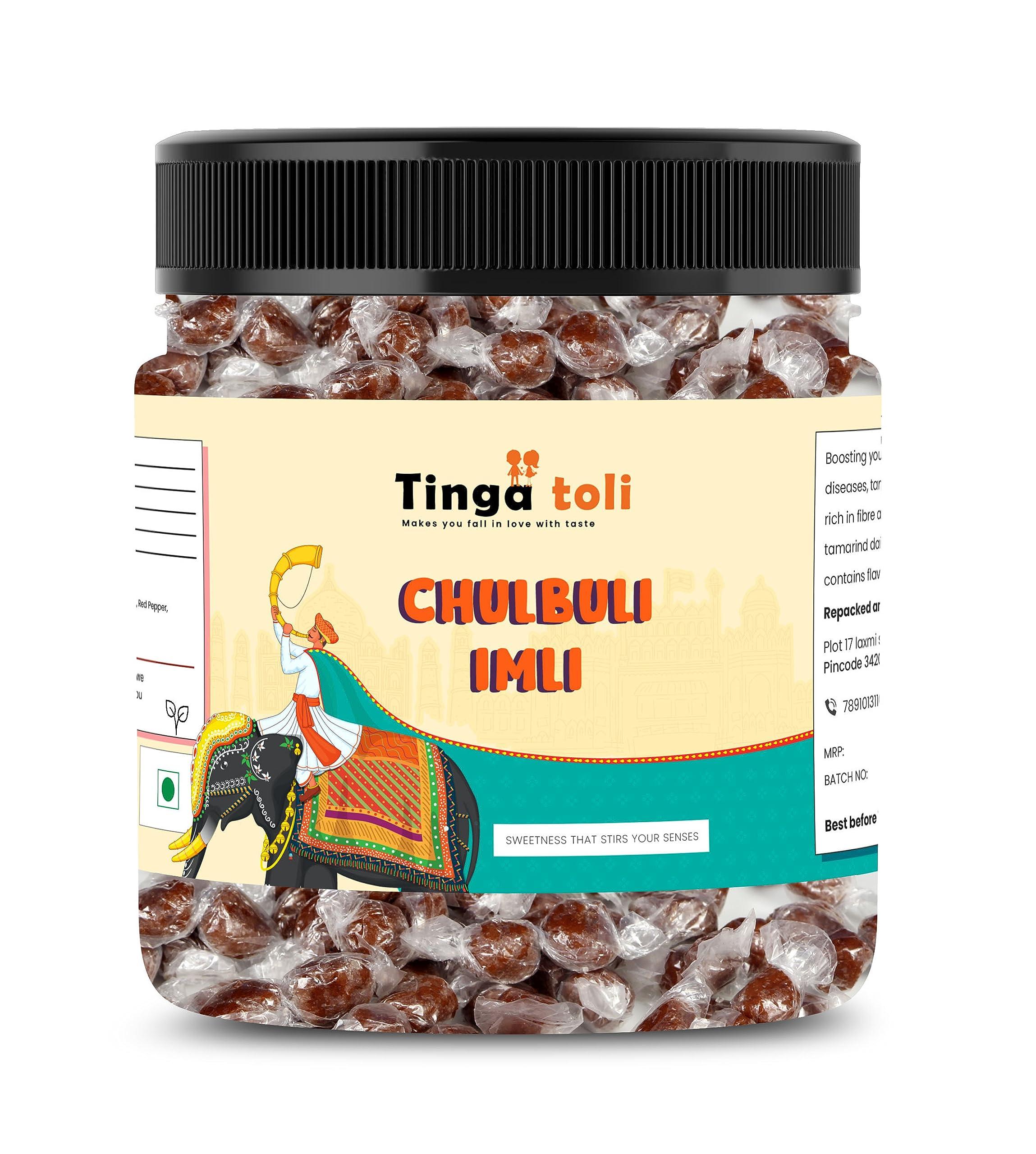 Tinga toli TINGA TOLIEmli Candy Imli Candy Khatti Meethi Imly Chulbuli Emli Tamarind Twist Candy Twisted Emly Candy [Jar Pack] (100 Grams)