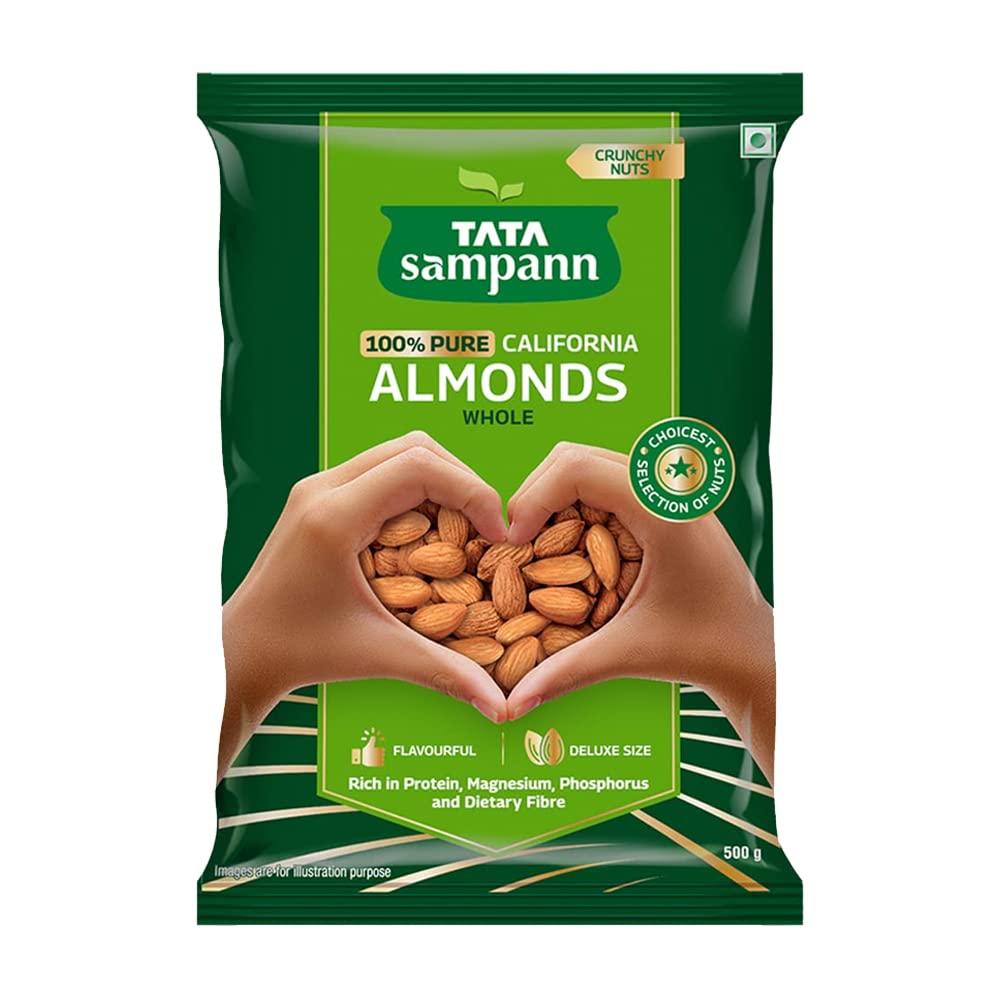 Tata Sampann Tata Sampann Pure California Almonds Whole & Dry Fruits | 500g & Tata Sampann Pure Cashews Whole| 500g