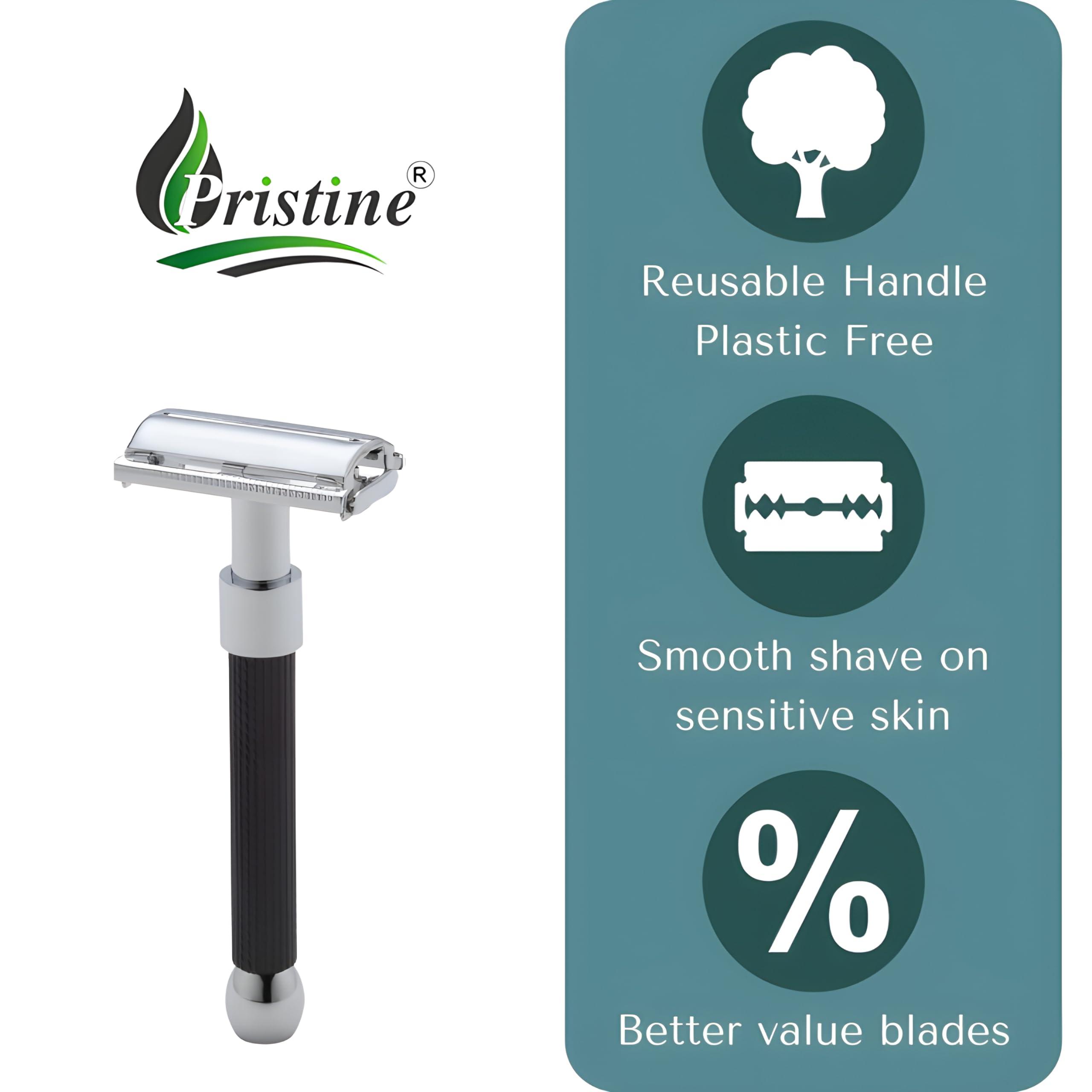 Pristine Pristine Shaving Double Edge Butterfly Safety Razor b 005 (Black-chrome) (Black)