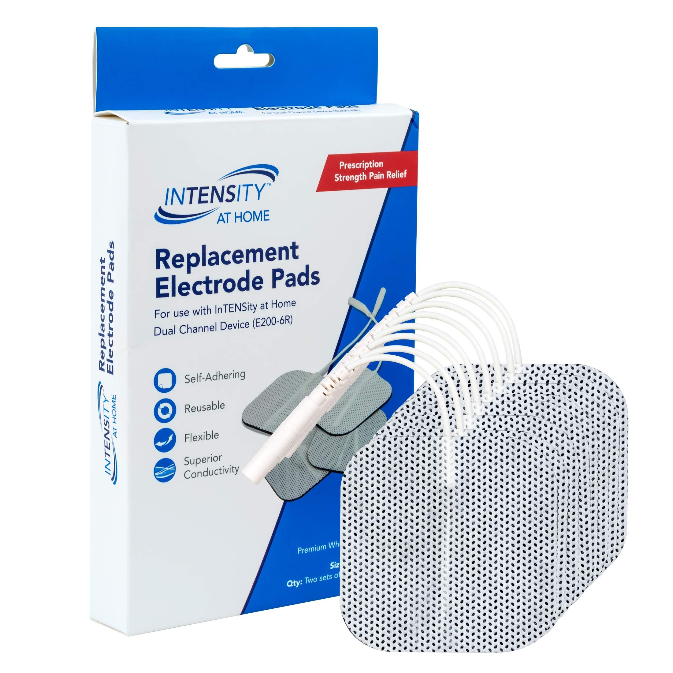 Roscoe Medical Intensity at Home TENS Unit Pads - Premium OTC TENS Unit Replacement Pads, 2\" X 2\", Compatible with Most TENS Machines, Replacement Tens Electrodes Value Pack, 8 Count