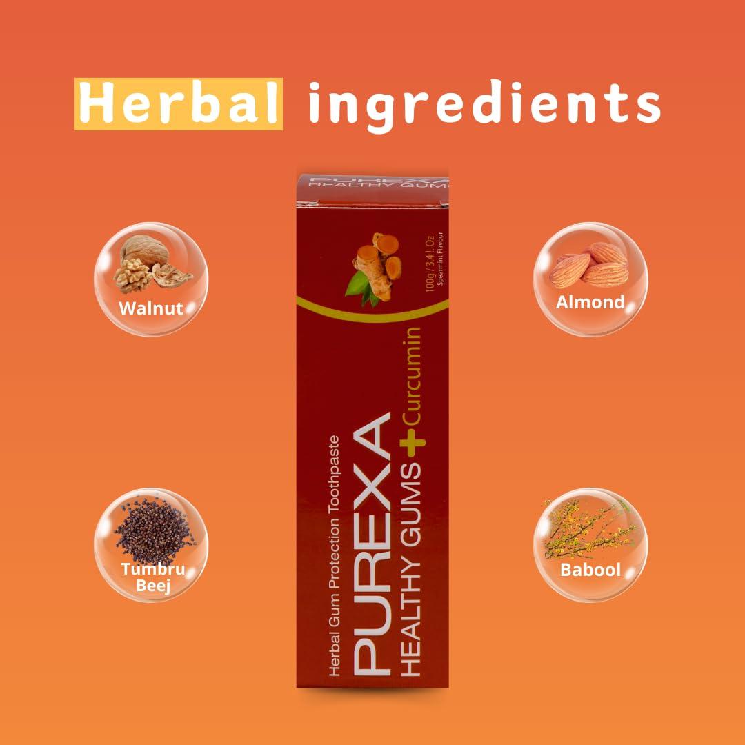 PUREXA Purexa Healthy Gums Toothpaste & Gum Serum With Two Bamboo Toothbrush | for puffy, swollen and Bleeding Gums and Daily Gum Protection with Walnut, Almond, Tumbru, and Babool for Men & Women