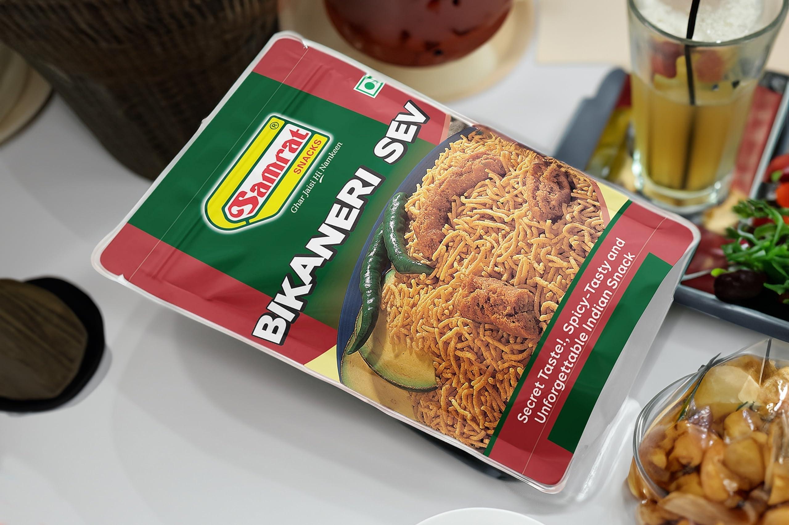 SAMRAT SAMRAT| BIKANERI SEV Crazy Slims Tangy & Crispy Taste Namkeen|Ghar Jaisi Hi Namkeen|Healthy Snacks|Every Day Fresh Indian Snacks |Traditional Indian Snacks| (400G)