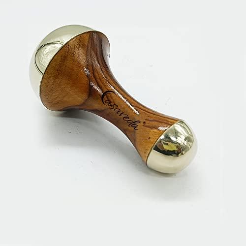 Casaveda Casaveda Face & Acupressure Double Sided Kansa Wand Iastem Tool Massager With Teak Wood Handle For Detoxification And Deep Relaxation (Natural Brown, Small)