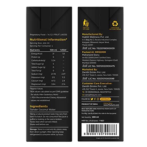 Auric Auric Tender Coconut Water Energy Drink - No Added Sugar | Not from Concentrate | Natural Energizer | Direct from Tamil Nadu | Safe Hygienic Packaging (Pack of 27))