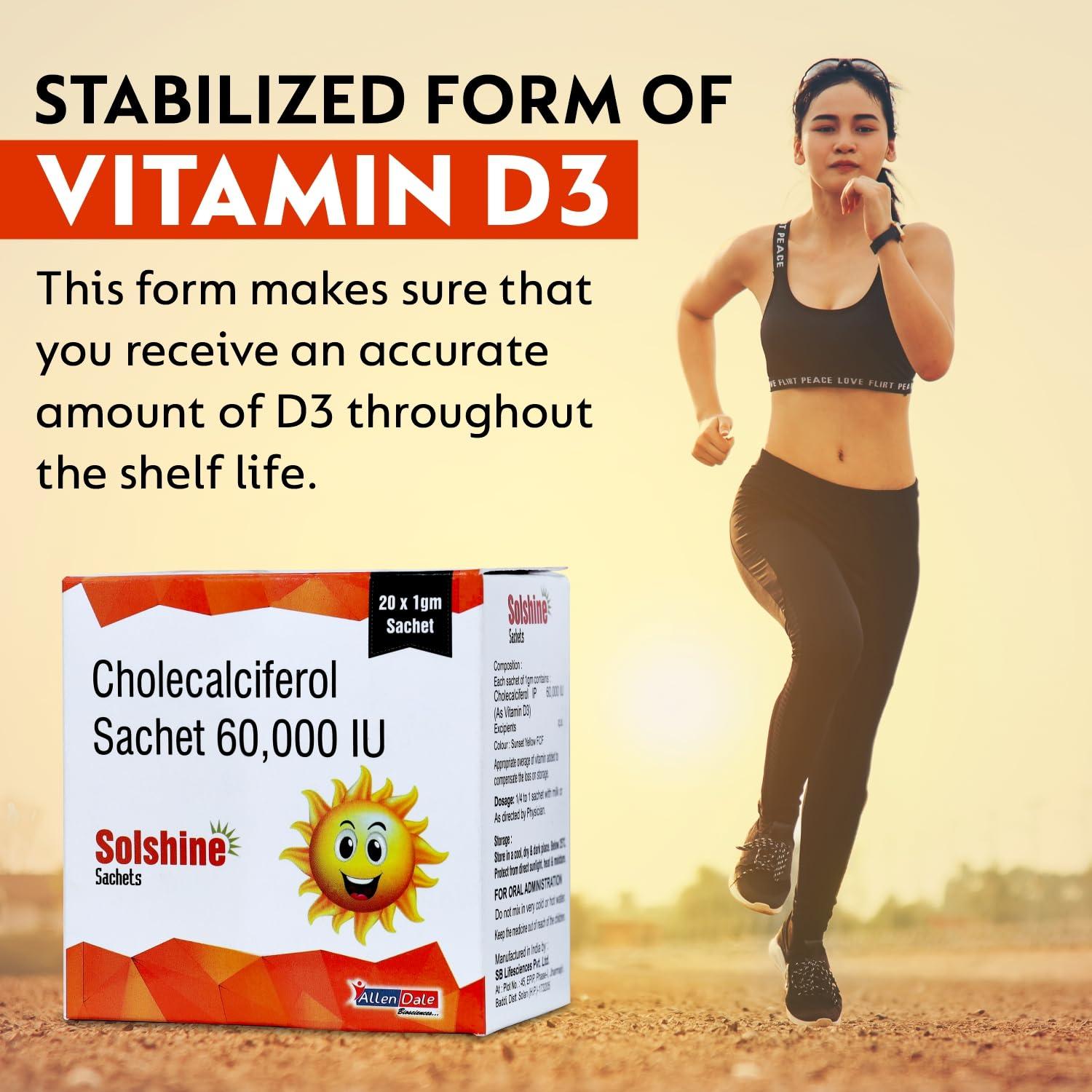 Generic Reticals Vitamin D3 Sachet for Strong Bones, Muscles, Immune System, Cholecalciferol Vitamin D3 Powder Supplement, Pack of 20 Sachet