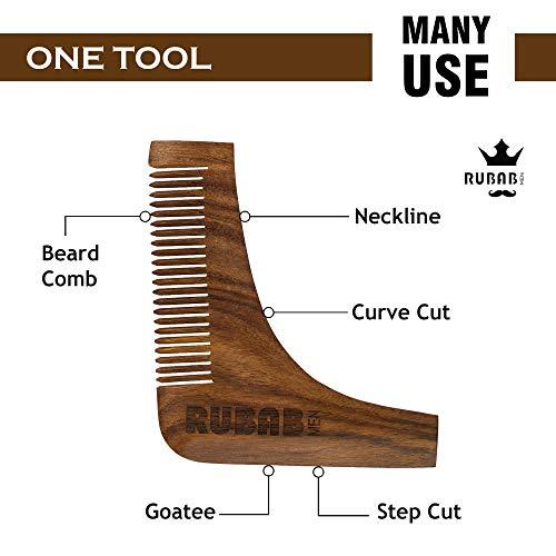 RUBAB MEN RUBAB MEN Beard Grooming 4-in-1 Kit for Men | Beard Brush, Hair & Beard Softener Balm, Wooden Beard Shaper Tool & Wooden Beard Comb for Men | Pack of 4