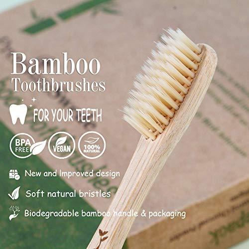 Premiumswede Bamboo Toothbrushes Biodegradable Eco Friendly - Natural Wooden Toothbrush with Soft Bristles - for Kids, Adults - Family 10 Pack