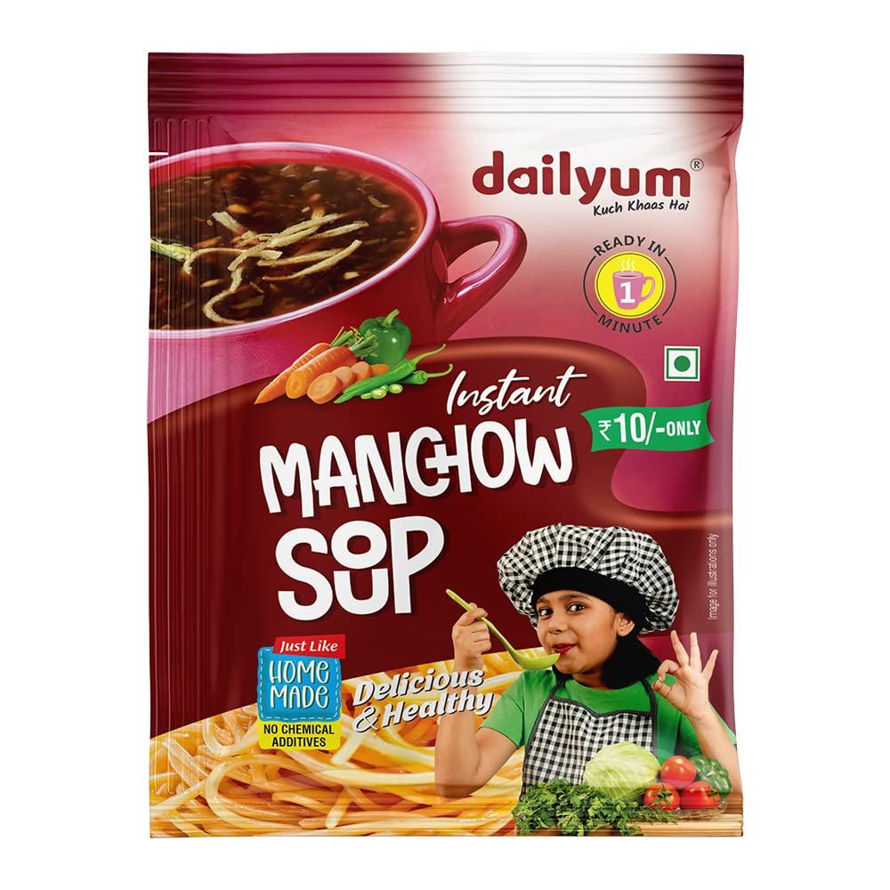 dailyum Dailyum Instant Soup Combo |Manchow Sip-a-Soup Pack Of 6 | Instant Hot & Sour Sip-a-Soup Pack Of 6 | Crispy Fried Noodles 200 Gram | Combo Pack |100% Natural | No MSG