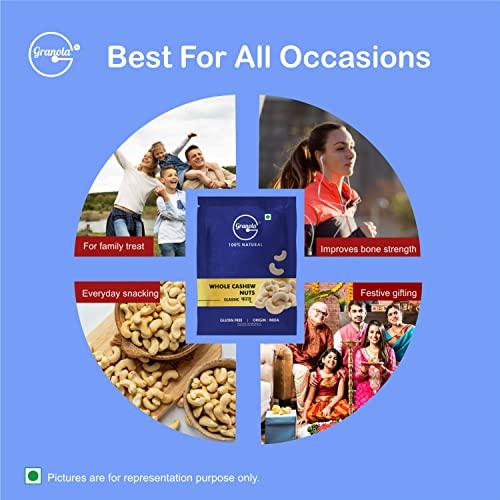 GRANOLA Granola 100% Natural Premium Whole Cashews 400g Value Pack |Whole Crunchy Cashew | Premium Kaju nuts | Nutritious & Delicious | Gluten Free & Plant based Protein