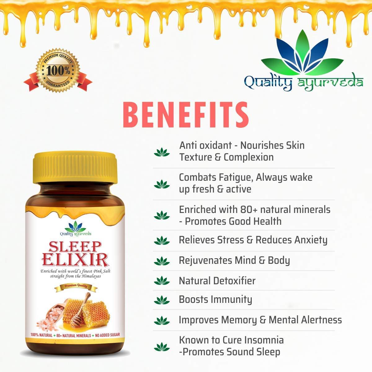 Quality Ayurveda Quality Ayurveda Sleep Elixir Raw Honey With Pink Himalayan Salt For Better & Sound Sleep Pack of 3