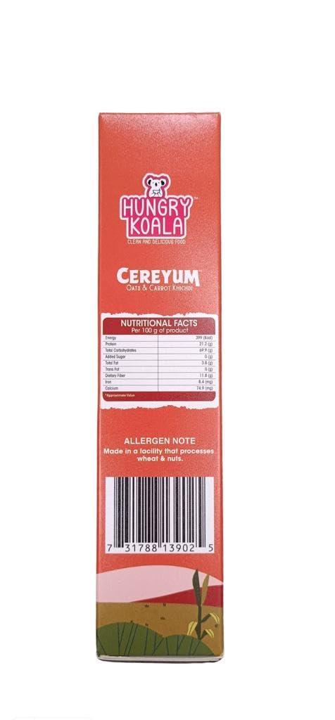 HUNGRY KOALA HUNGRY KOALA Oats & Carrot Khicdi Cereal Made With Natural Ingridients For Kids To Grow Healthy No Preservative Or Additives Or Maida 400 Grams Pack