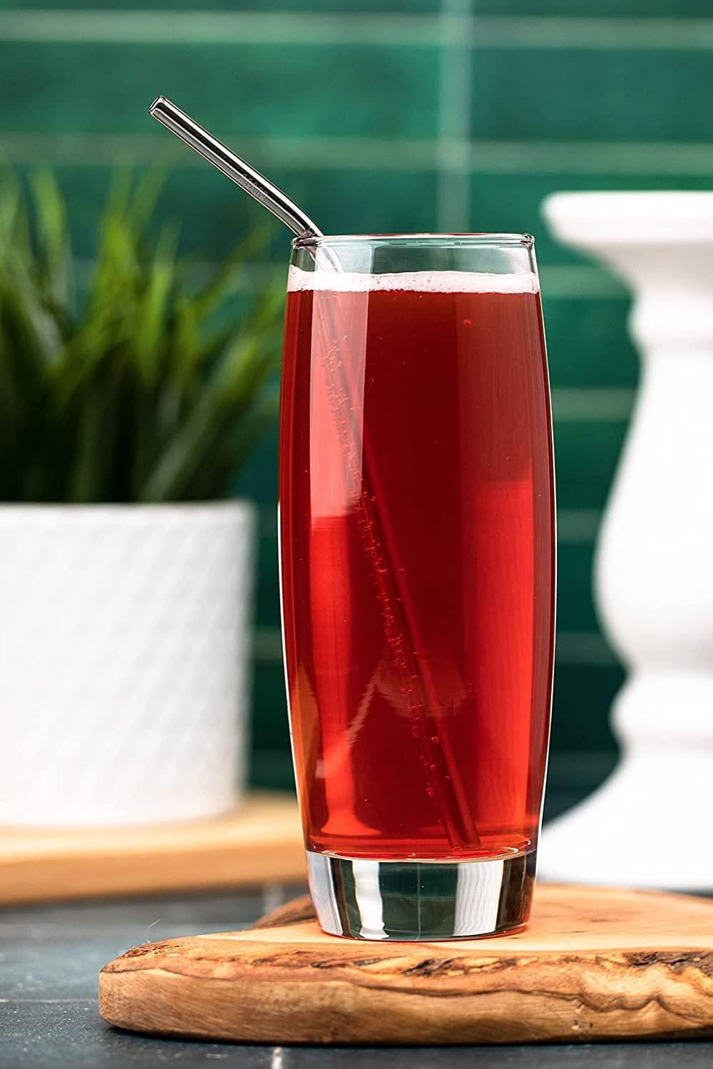 ADICTUM ADICTUM Stainless Steel Smoothie Straws, 0.4\' Extra Wide Reusable Metal Drinking Straws for Milkshake, Boba, Smoothie, Beverage, Set of 4 with 1 Cleaning Brush