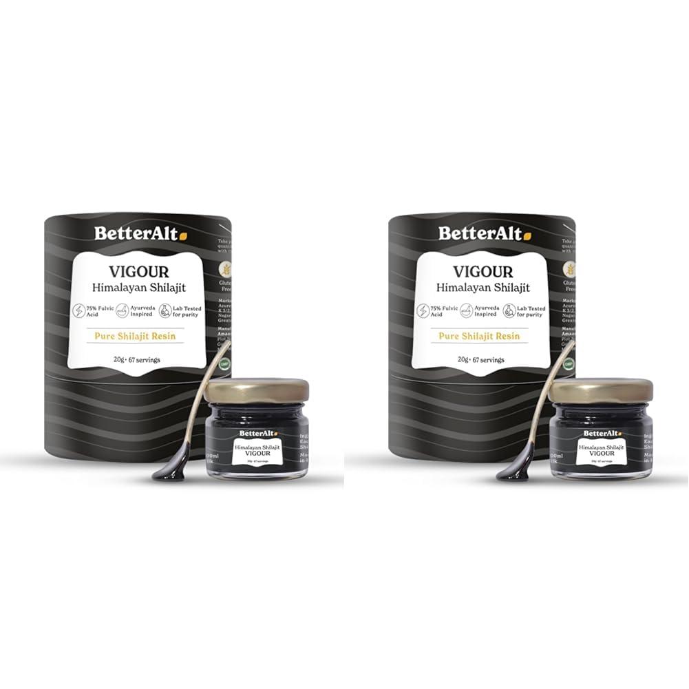 Better Alt Better Alt Shilajit Resin 20g| 100% Pure Himalayan Shilajit with 87 Trace Minerals| 100% Ayurvedic| Boosts Strength, Performance, Power & Overall Health| Reduces Fatigue| Rich in Fulvic Acid