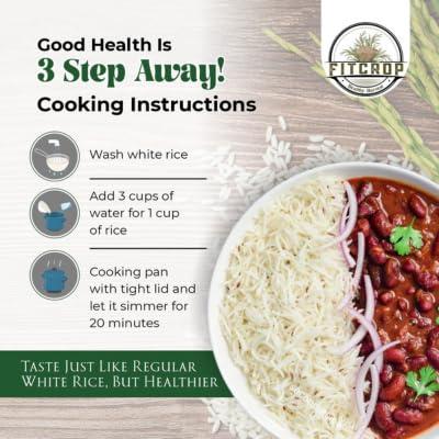 FITCROP Low GI Rice | Diabetic Friendly White Rice | US FDA Registered | Clinically Certified Low GI | Patented Technology | Natural & Pesticide Free | Dietician Recommended 4.5Kg (PACK OF 4) | Certified Organic & Naturally Gluten-Free