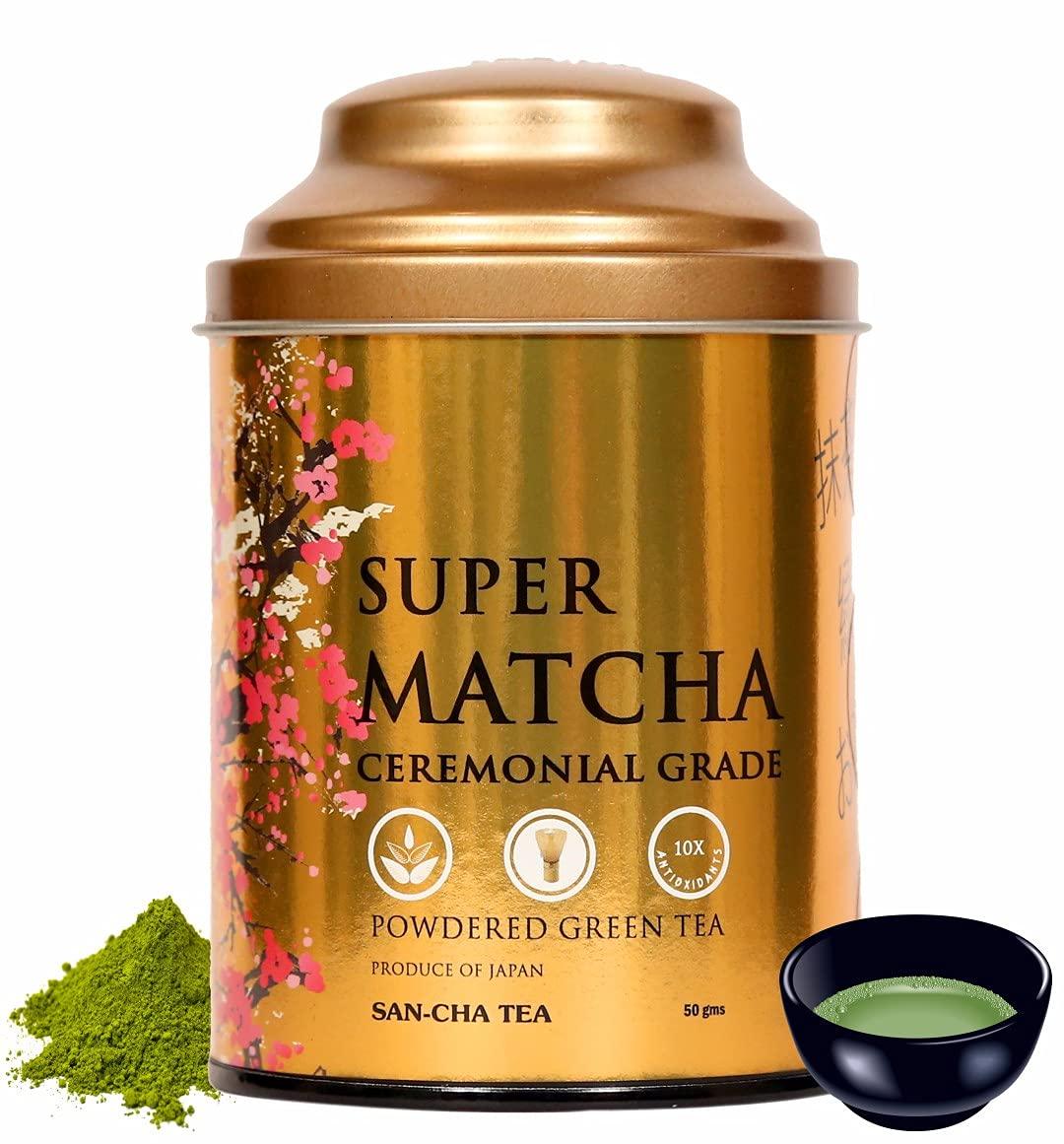 SAN-CHA SAN-CHA Tea Boutique, Super Matcha Tea, Japanese Matcha Green Tea, 100% Authentic Japanese Matcha, Ceremonial Grade Matcha (50Cups+, 240 Gram)