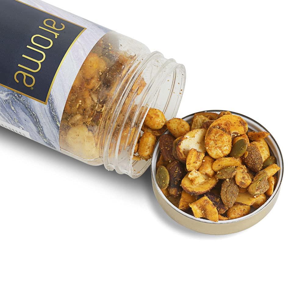 arome arome Mix Dry Fruits Bhel, 100 gm Pack | Mixed Nuts Like Almond, Cashews, Raisins, Pista with Unique Indian Spices | Healthy Snacks for Small Hunger | Assorted Dry Fruit, Berries and Nuts Mix